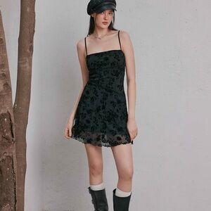 Verdusa Black Mesh Lace Overlay Dress spaghetti Straps Sz XL NWT